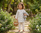 White Printed Cotton Kurta with Pajama