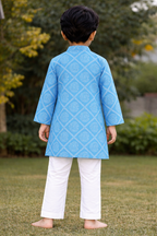 Blue Bandhani Printed Cotton Kurta with Pajama