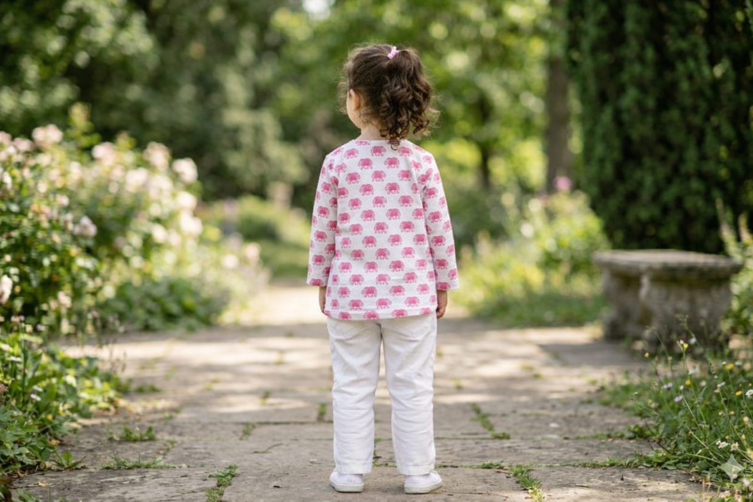 White Pink Printed Cotton Kurta with Pajama