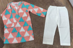 Peach Printed Cotton Kurta with Pajama