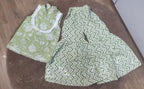 Green Hand Block Printed Cotton Sharara Suit
