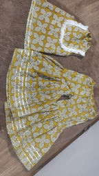 Mustard Yellow Hand Block Printed Cotton Sharara Suit