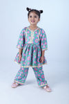 Green Printed Silk Kurta with Palazzo