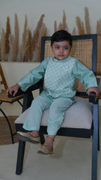 Sea Green Mirror Work Chanderi Kurta with Pants